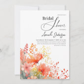 Invitation Elégante aquarelle Fête des mariées florale (Devant)