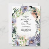 Invitation Elégante aquarelle Fête des mariées florale (Devant)