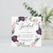 Invitation Elégante aquarelle Fête des mariées florale (Debout devant)