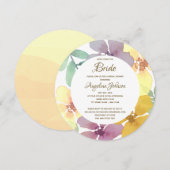 Invitation Elégante aquarelle Fête des mariées florale (Devant / Derrière)