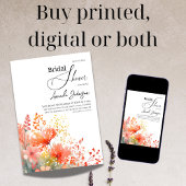 Invitation Elégante aquarelle Fête des mariées florale