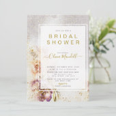 Invitation Elégante aquarelle Fête des mariées florale peinte (Debout devant)