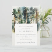 Invitation Elégante aquarelle Fête des mariées forestière (Debout devant)