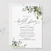 Invitation Elégante aquarelle Fête des mariées verte (Devant)