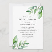 Invitation Elégante aquarelle Fête des mariées verte (Devant)