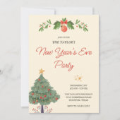 Invitation Elégante aquarelle Fête du Nouvel An 2025 (Devant)