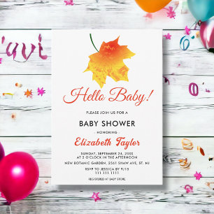 Invitation Elégante aquarelle Feuilles de chute Baby shower f