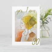 Invitation Elégante aquarelle Fière dame 30e anniversaire (Debout devant)