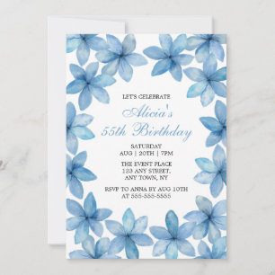 Invitation Elégante aquarelle Fleur Bleue N'importe quel âge