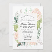 Invitation Élégante aquarelle Fleur de rose ivoire Brume pâle (Devant)