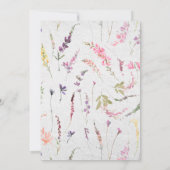 Invitation Elégante aquarelle Fleur sauvage Baptême 1er anniv (Dos)