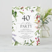 Invitation Elégante aquarelle Fleur sauvage d'été 40e anniver (Debout devant)
