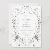 Invitation Elégante aquarelle Fleur sauvage d'hiver Mariage (Devant)