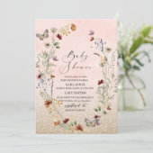 Invitation Elégante aquarelle fleur sauvage et papillon Flor (Debout devant)