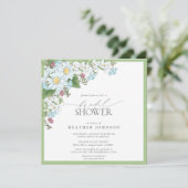 Invitation Elégante aquarelle Fleur sauvage Fête des mariées  (Debout devant)