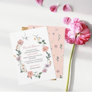 Invitation Elégante aquarelle Fleur sauvage Fête des mariées