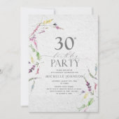 Invitation Elégante aquarelle Fleur sauvage Florale 30e anniv (Devant)