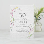 Invitation Elégante aquarelle Fleur sauvage Florale 30e anniv (Debout devant)