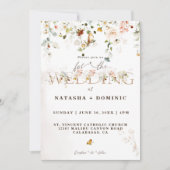 Invitation Elégante aquarelle Fleur sauvage Jardin Mariage (Devant)