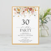 Invitation Elégante Aquarelle Fleur sauvage Jaune 30e anniver (Debout devant)