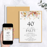 Invitation Elégante Aquarelle Fleur sauvage Jaune 40e anniver<br><div class="desc">Fêtez votre 40e anniversaire de mariage spécial avec cette belle Elégante Aquarelle Fleur sauvage Jaune Invitation Anniversaire. Il dispose d'un jardin d'aquarelle intemporel et de fleurs sauvages, savamment accentué avec des calligraphies modernes et élégantes. Parfait pour une fête de 40 ans ou un déjeuner ! Cette magnifique invitation fera une...</div>