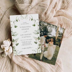 Invitation Elégante aquarelle Fleur sauvage photo Mariage