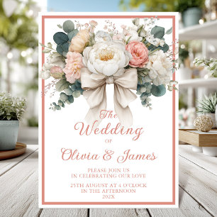 Invitation Elégante aquarelle fleurie avec mariage arc en ivo