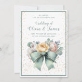 Invitation Elégante aquarelle fleurie avec mariage avant (Devant)