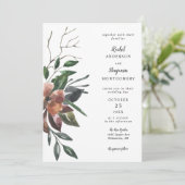 Invitation élégante aquarelle fleurs botaniques chic mariage (Debout devant)