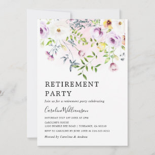 Invitation Elégante aquarelle fleurs de jardin de retraite