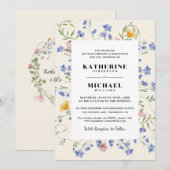Invitation Elégante aquarelle Fleurs du monde Meadow Mariage (Devant / Derrière)