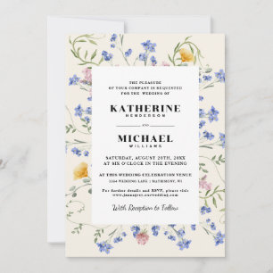 Invitation Elégante aquarelle Fleurs du monde Meadow Mariage