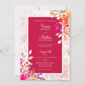 Invitation Elégante aquarelle Fleurs rose et orange Mariage (Devant)