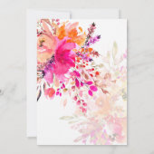 Invitation Elégante aquarelle Fleurs rose et orange Mariage (Dos)