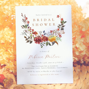 Invitation Elégante aquarelle Fleurs sauvages Fête des mariée