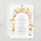 Invitation Elégante aquarelle Fleurs sauvages Mariage code QR (Devant)