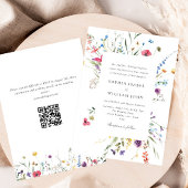 Invitation Elégante aquarelle Fleurs sauvages Mariage code QR