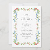 Invitation Elégante aquarelle Fleurs sauvages Mariage floral (Devant)