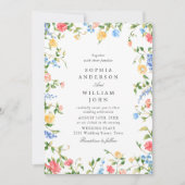 Invitation Elégante aquarelle Fleurs sauvages Mariage floral (Devant)