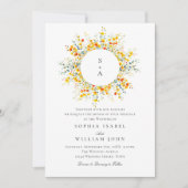 Invitation Elégante aquarelle Fleurs sauvages Mariage tout en (Devant)