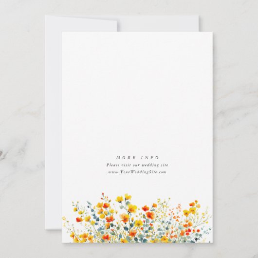 Invitation Elégante aquarelle Fleurs sauvages Mariage tout en (Dos)