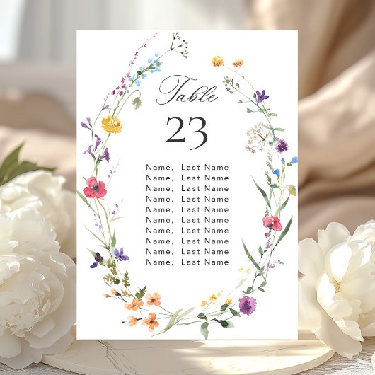 Invitation Elégante aquarelle Fleurs sauvages Tableau Numéro 