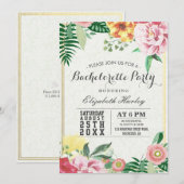 Invitation Elégante aquarelle Floral Bachelorette Party (Devant / Derrière)
