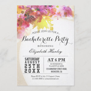 Invitation Elégante aquarelle Floral Bachelorette Party invit