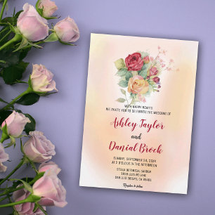 Invitation Elégante aquarelle Floral Bouquet Blush Mariage