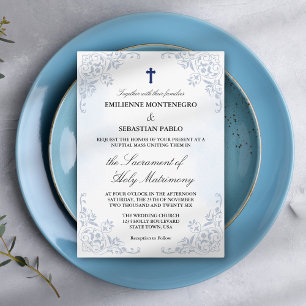 Invitation Elégante aquarelle Floral Catholique Masse Nuptial