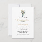 Invitation Elégante aquarelle Floral Cross Confirmation (Devant)