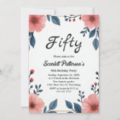 Invitation Elégante aquarelle Floral Été Chic Anniversaire (Devant)
