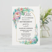 Invitation Elégante aquarelle Floral Gold Retirement (Debout devant)