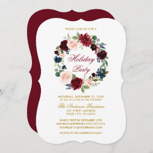 Invitation Elégante aquarelle Floral Holiday Party Bracket R